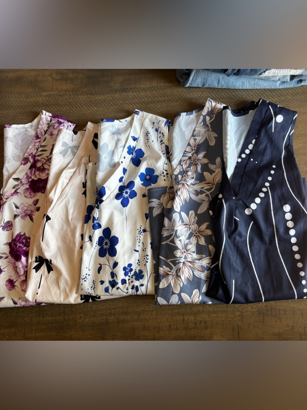 SHEIN Floral & Patterned Mixed Women’s Blouse Lot - Blue, Navy, Purple, Cream